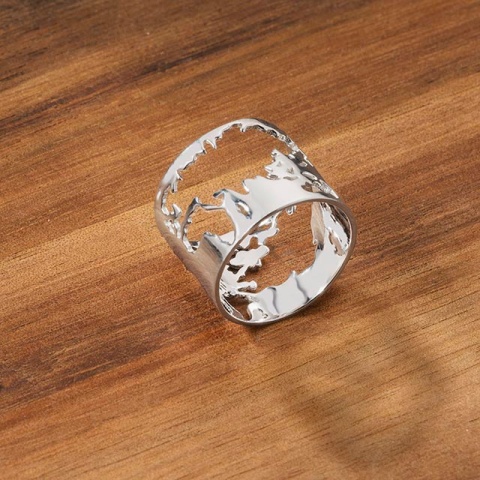 Breiter Ring aus 925er Sterlingsilber mit ausgeschnittener "Map of the World"-Musterung - Img 3