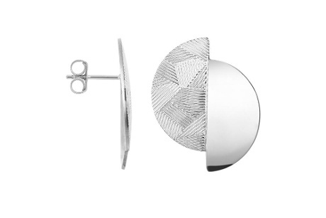 Cercei Două Semicercuri cu Motive Grafice din Argint 925 – 24×20 mm - Img 4