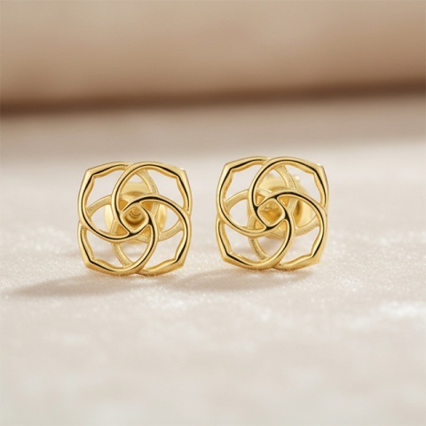 Cercei Floare din Argint 925 – 8 mm, finisaj lucios