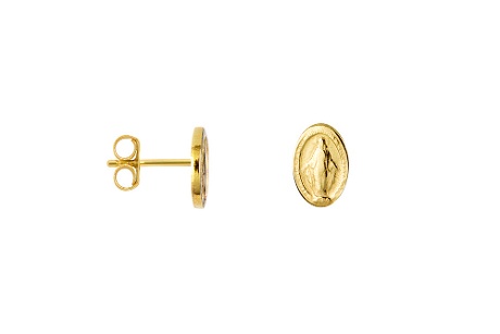 Cercei Medalion Oval cu Fecioara Maria din Argint 925 – 8×6 mm - Img 4