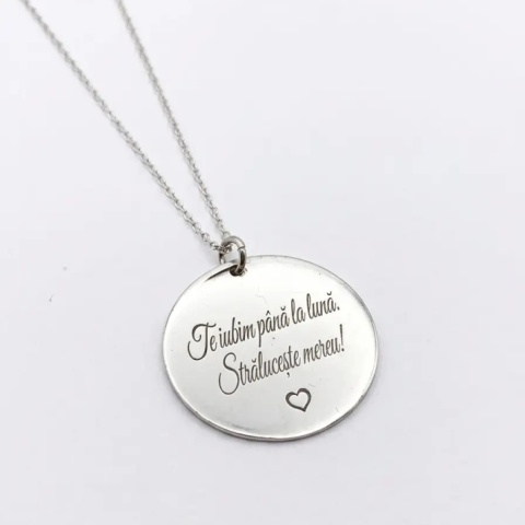 Colier din Argint 925 cu Lună și Stele – Bănuț 22 mm, Gravură Personalizată - Img 4