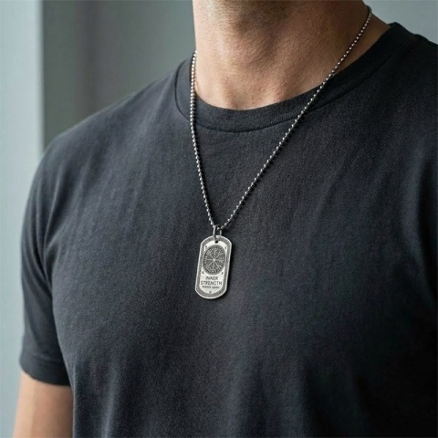 Pandantiv tip Army Tag personalizat — gravură față-verso