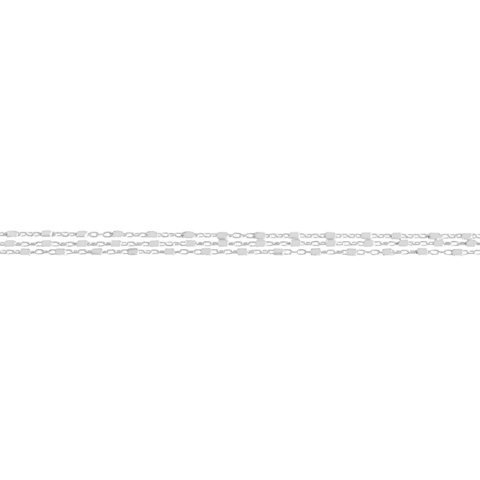 Silber 925 Knöchelarmband mit Mini-Rechtecken, Dreifachkette, 25 cm - Img 5