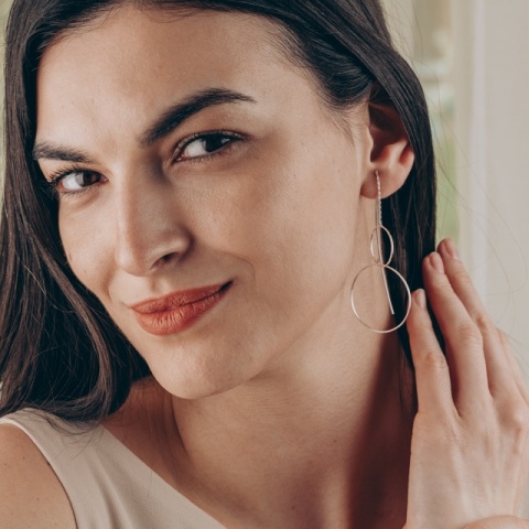 Beschreibung des Produkts: Sterling Silber Ohrringe mit Reifen und zarte Kette - Img 6