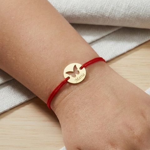 Brățară Aur 14K cu Fluture Decupat – Personalizată cu Nume | Evana