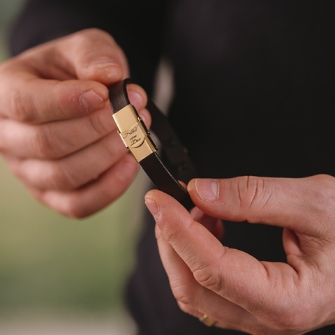 Brățară Bărbați Piele cu Cruce Aur 14K Personalizată – Model Protecție - Img 2