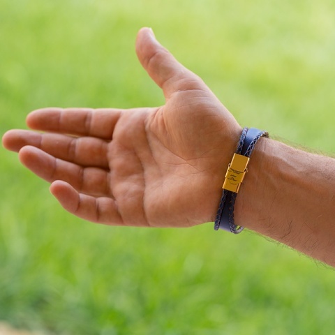 Brățară Bărbați Piele cu Cruce Aur 14K Personalizată – Model Spiritualitate M - Img 2
