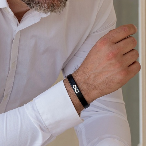 Brățară Bărbați Piele cu Infinit din Aur 14K Personalizată – Model Infinit S - Img 7