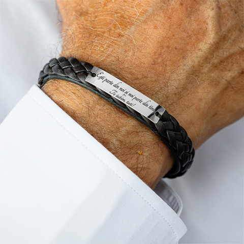 Brățară Bărbați Piele Dublată și Plăcuță Argint 925 Personalizată – Model Legământ - Img 11