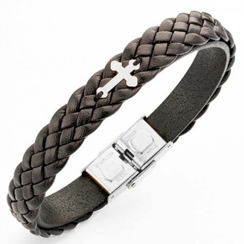 Brățară din piele cu element decorativ din argint – model masculin cu design special - Img 8