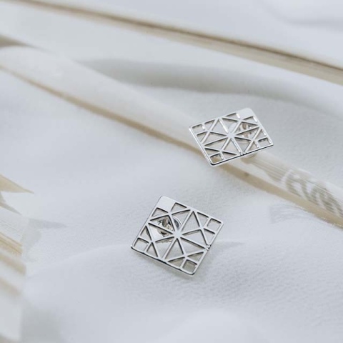 Cercei geometrici din argint 10x10 mm – Design minimalist și modern - Img 2