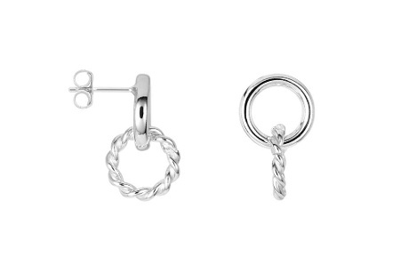 Cercei Împletiți cu Două Cercuri din Argint 925 – 16×10 mm - Img 2