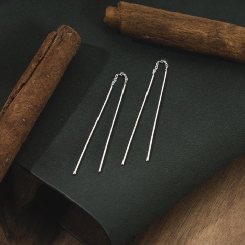 Cercei lungi din argint 925 cu două tije – design geometric, eleganță minimalistă