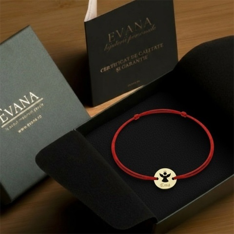 Set Brățări Mamă & Copil din Aur 14K – Inimă și Inimă Decupată | Șnur Roșu Reglabil - Img 6