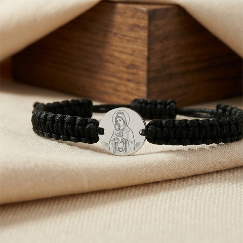 Sfânta Ana – brățară din argint 925 pe șnur, personalizabilă - Img 4
