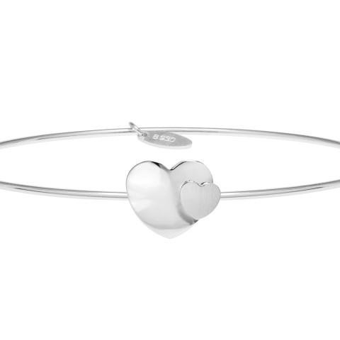 Starres Sterlingsilberarmband mit zwei individuell gestaltbaren Herzen - matte Oberfläche, Durchmesser 60 mm - Img 2