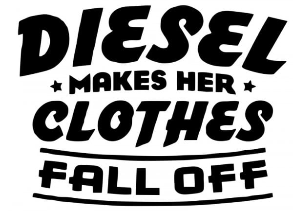 Autocolante com diesel makes her clothes fall off