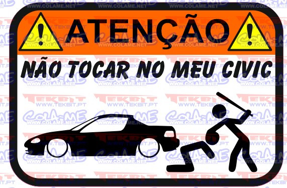 Autocolante Impresso - Não tocar no meu civic del sol