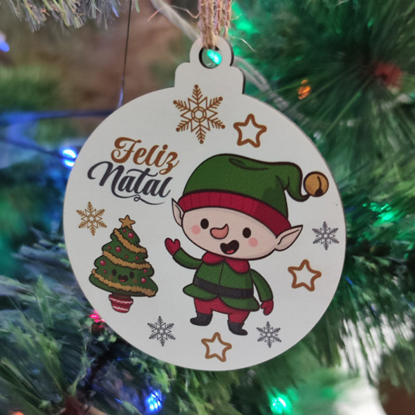 Bola Colorida para árvore de Natal - Duende Feliz