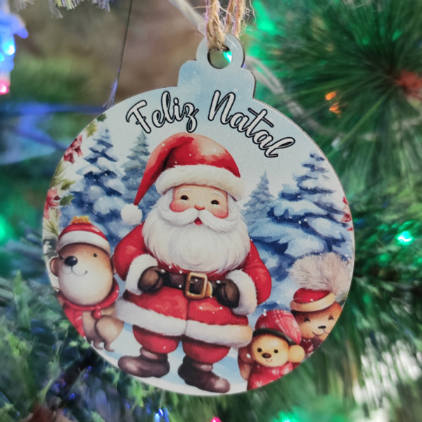 Bola Colorida para árvore de Natal - Pai Natal e Ursos