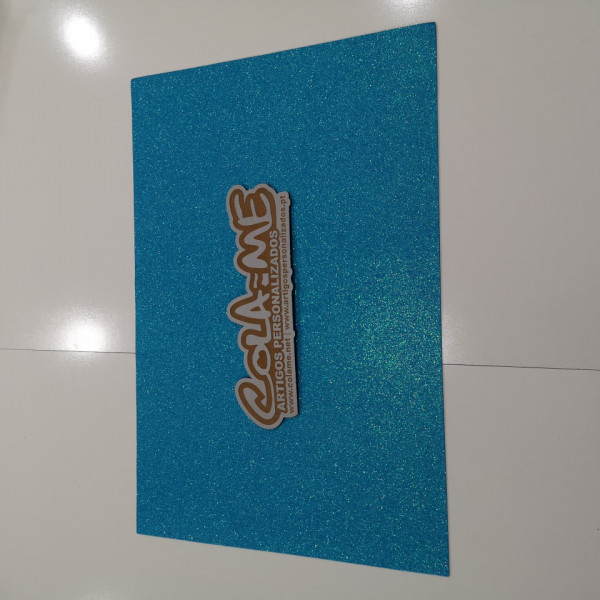 Folha de EVA com glitter - 60x40cm - Azul Claro