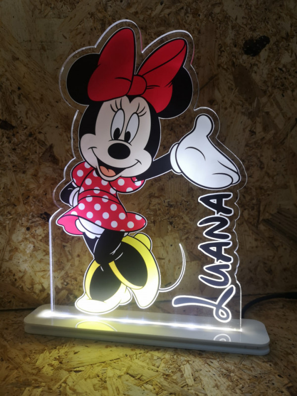 Moldura / Candeeiro com luz de presença - Minnie Com nome