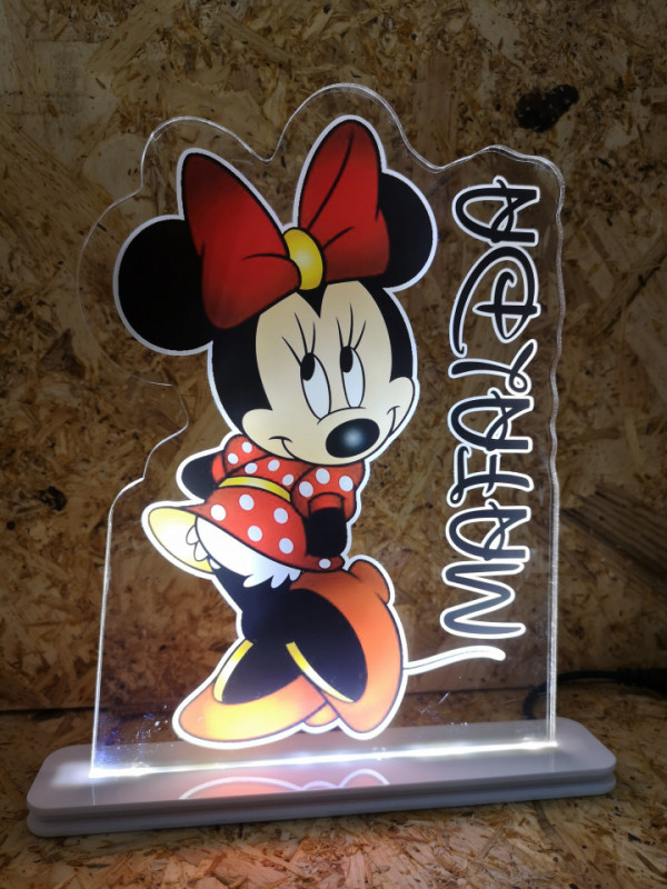 Moldura / Candeeiro com luz de presença - Minnie Com nome