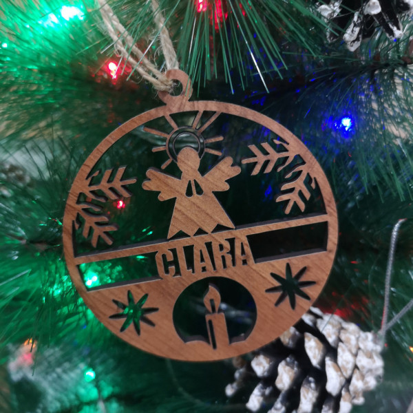 Ornamento / "bola" para árvore de Natal - Anjo- Nome Personalizado