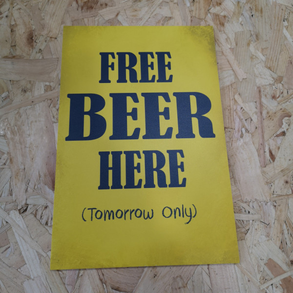Placa Decorativa em PVC - Free Beer Here