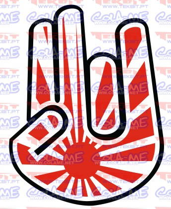 Autocolante Impresso - Mão bandeira japão
