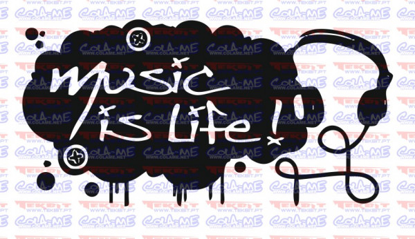 Autocolante Música - Music is life