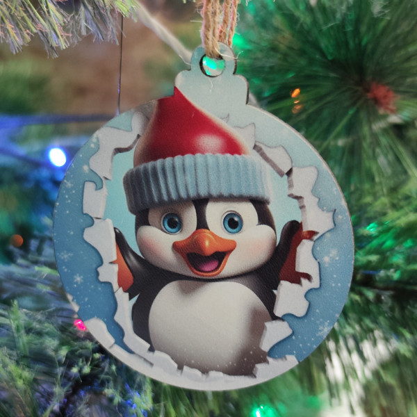 Bola Colorida para árvore de Natal - Pinguim