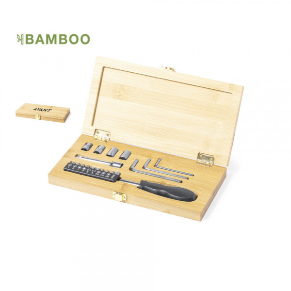 Conjunto de Ferramentas com caixa em Bambu