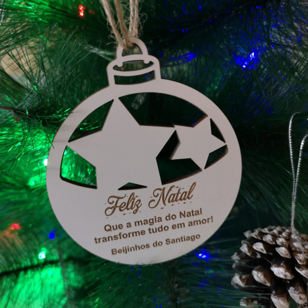 Ornamento / "bola" para árvore de Natal com frase - Estrelas