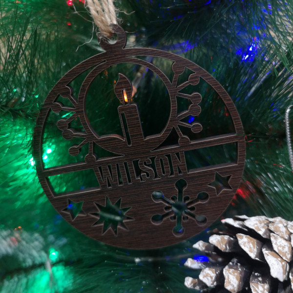 Ornamento / "bola" para árvore de Natal - Vela- Nome Personalizado