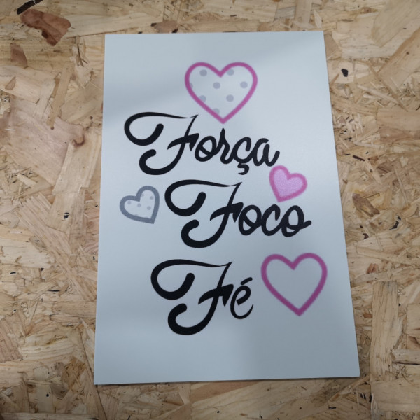 Placa Decorativa em PVC - Força Foco Fé