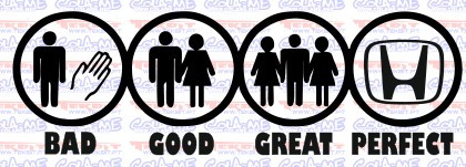 Autocolante - BAD GOOD GREAT PERFECT -HONDA