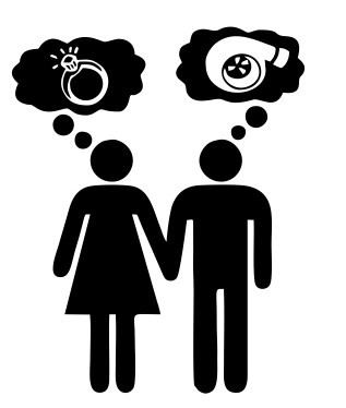 Autocolante - Pensamento homem e mulher
