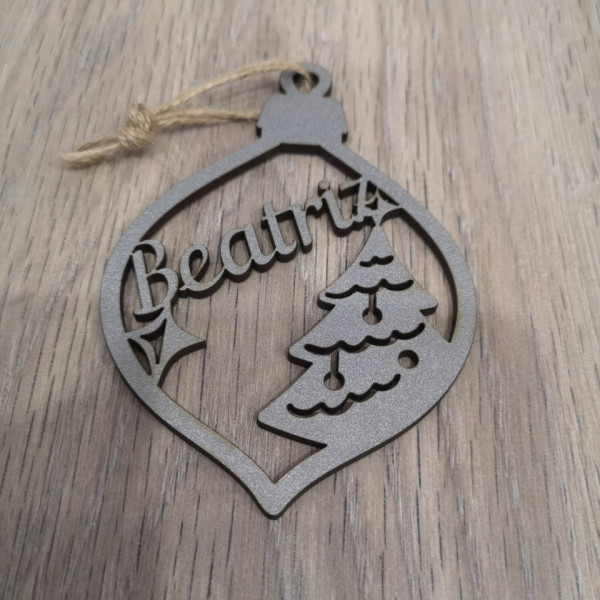 "Bola" para árvore de Natal com nome - MDF
