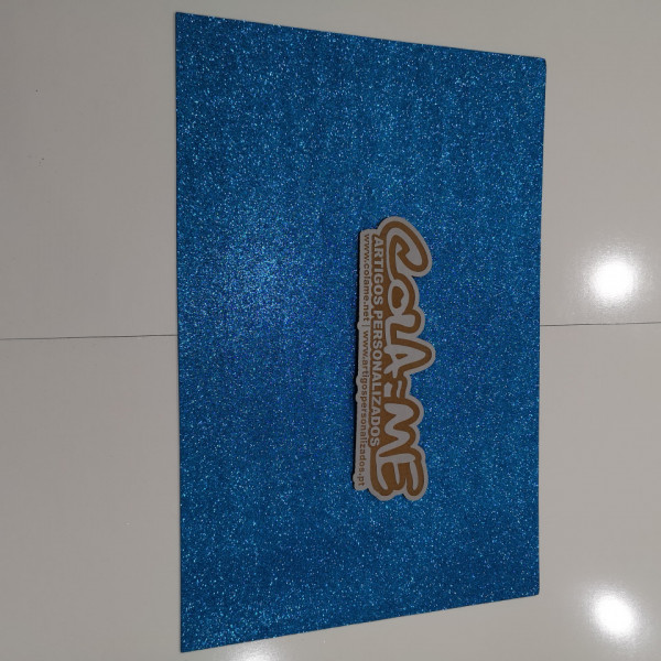 Folha de EVA com glitter - 60x40cm - Azul Intermédio
