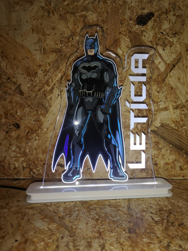 Moldura / Candeeiro com luz de presença - Batman + Nome