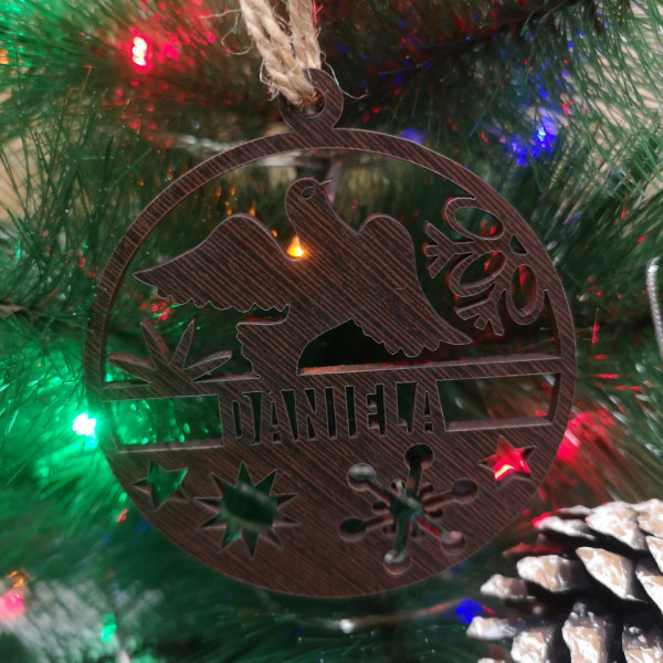 Ornamento / "bola" para árvore de Natal - Pomba- Nome Personalizado
