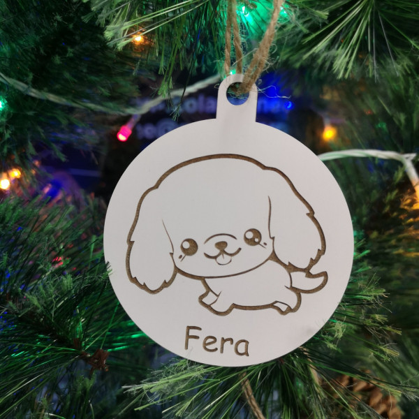 Ornamento para árvore de Natal com nome - Cão