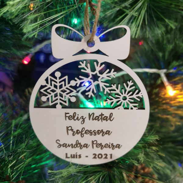 Ornamento para árvore de Natal em MDF - Frase