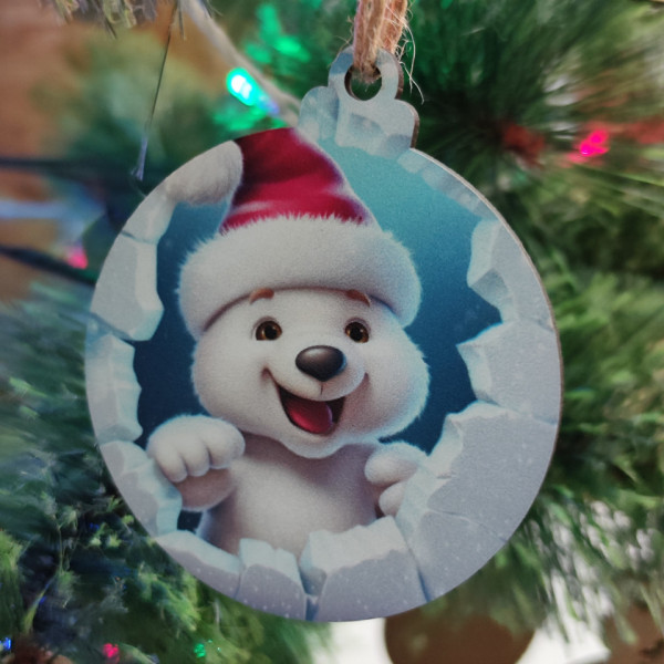 Bola Colorida para árvore de Natal - Urso sorridente