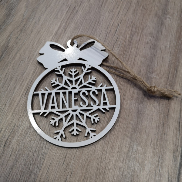 "Bola" em MDF para árvore de Natal personalizada com nome - Neve