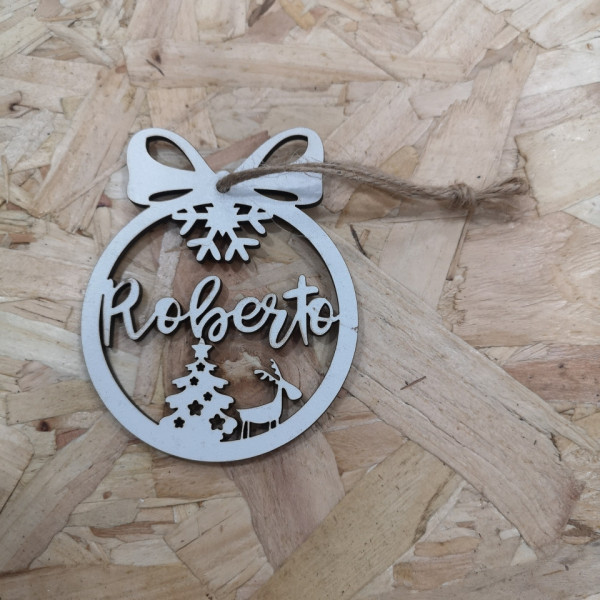 "Bola" para árvore de Natal com nome - MDF