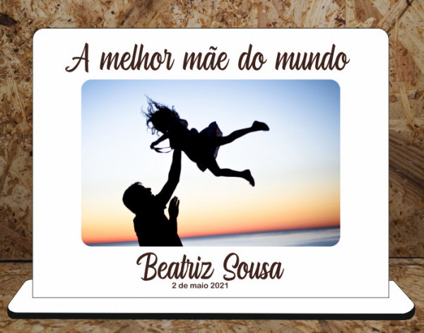 Moldura em MDF - A Melhor Mãe do Mundo - Com foto impressa na madeira