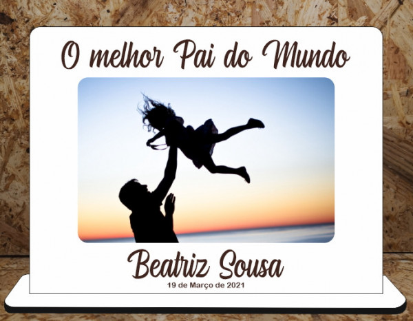 Moldura em MDF - O Melhor Pai do Mundo - Com foto impressa na madeira