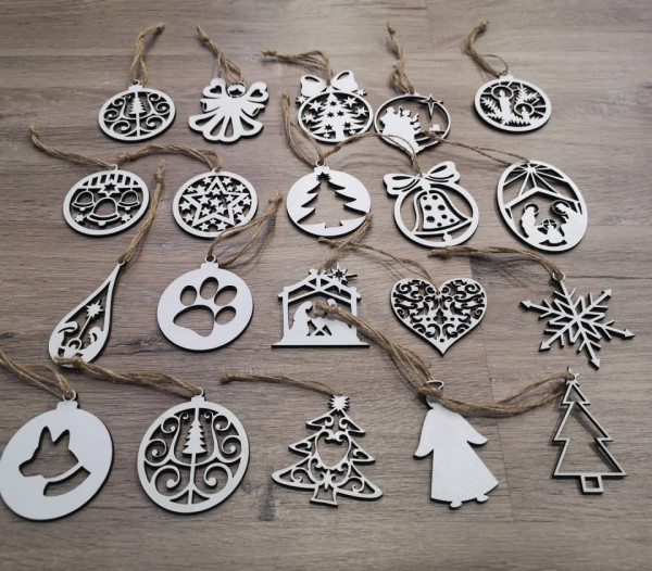 Pack de 20 ornamentos para árvore de Natal- MDF
